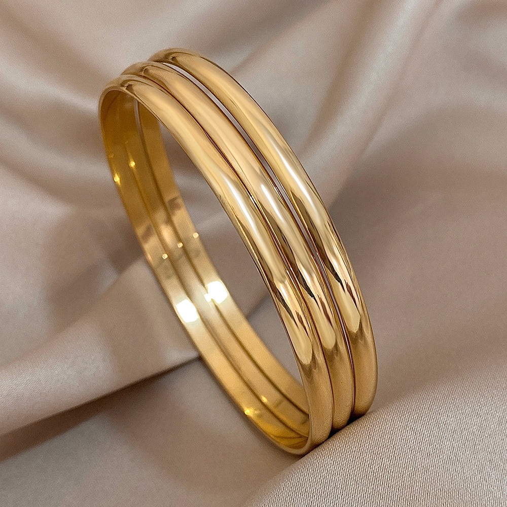 Set of 3 Gold Stainless Steel Bangle Bracelets