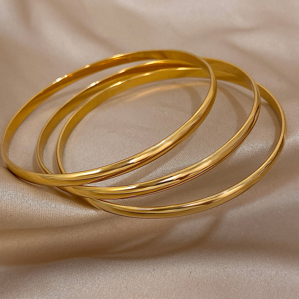Set of 3 Gold Stainless Steel Bangle Bracelets