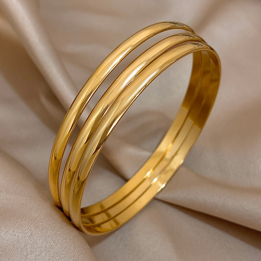 Set of 3 Gold Stainless Steel Bangle Bracelets