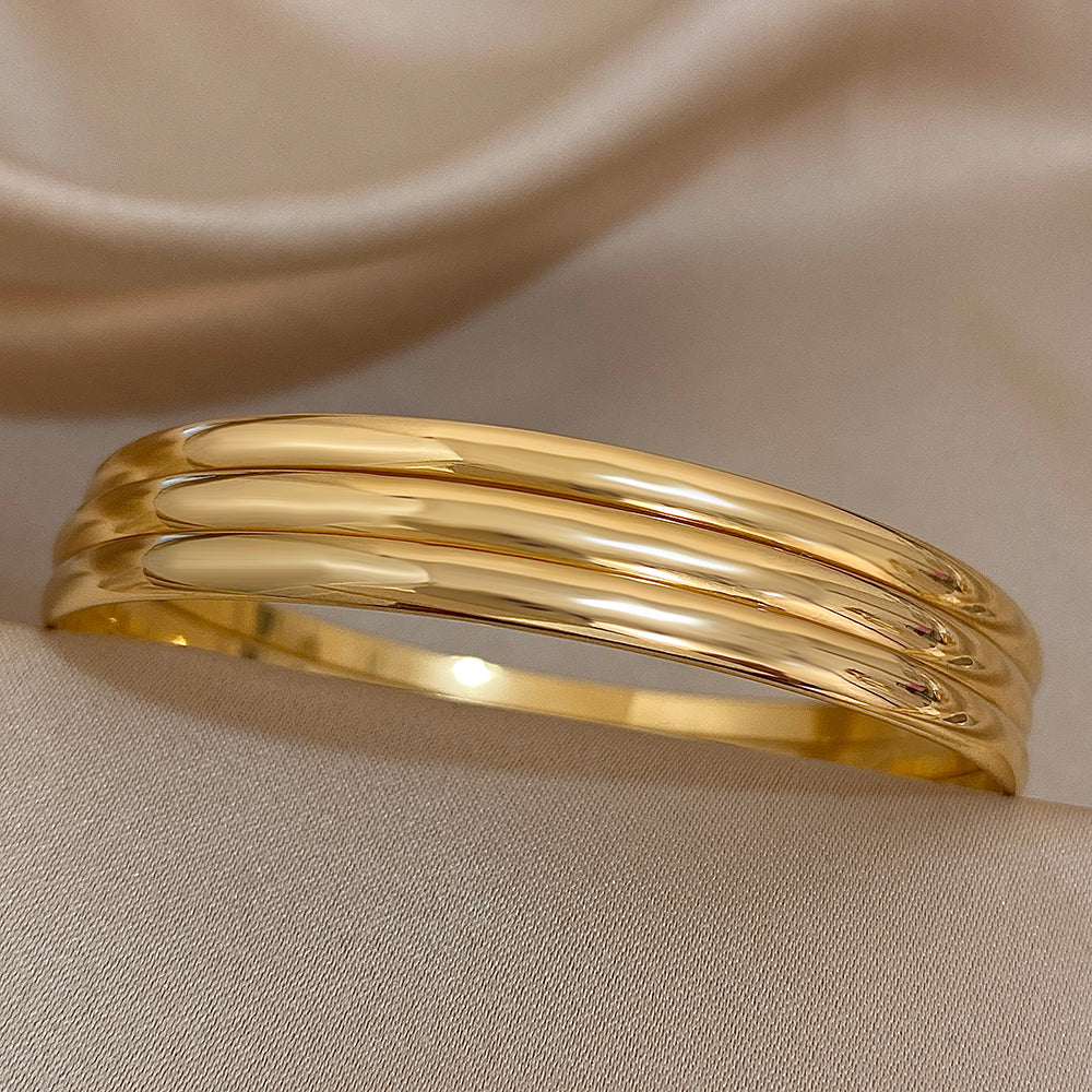 Set of 3 Gold Stainless Steel Bangle Bracelets