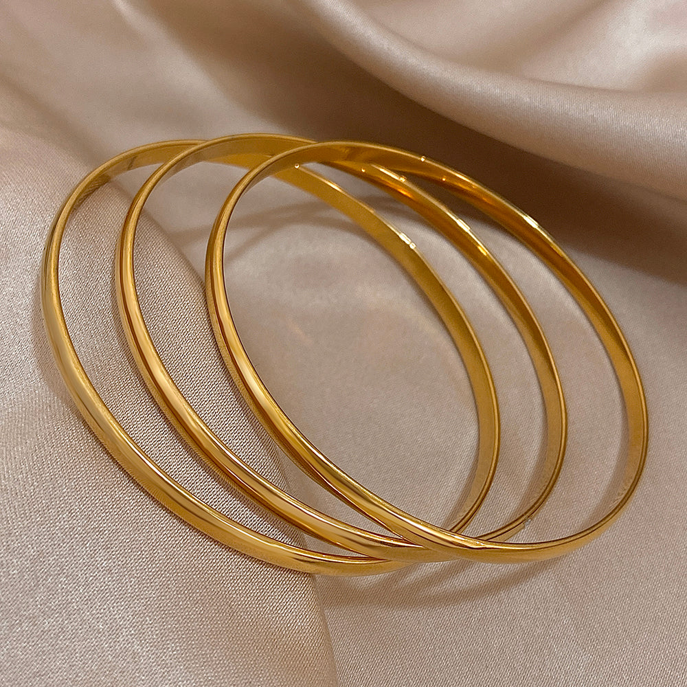 Set of 3 Gold Stainless Steel Bangle Bracelets