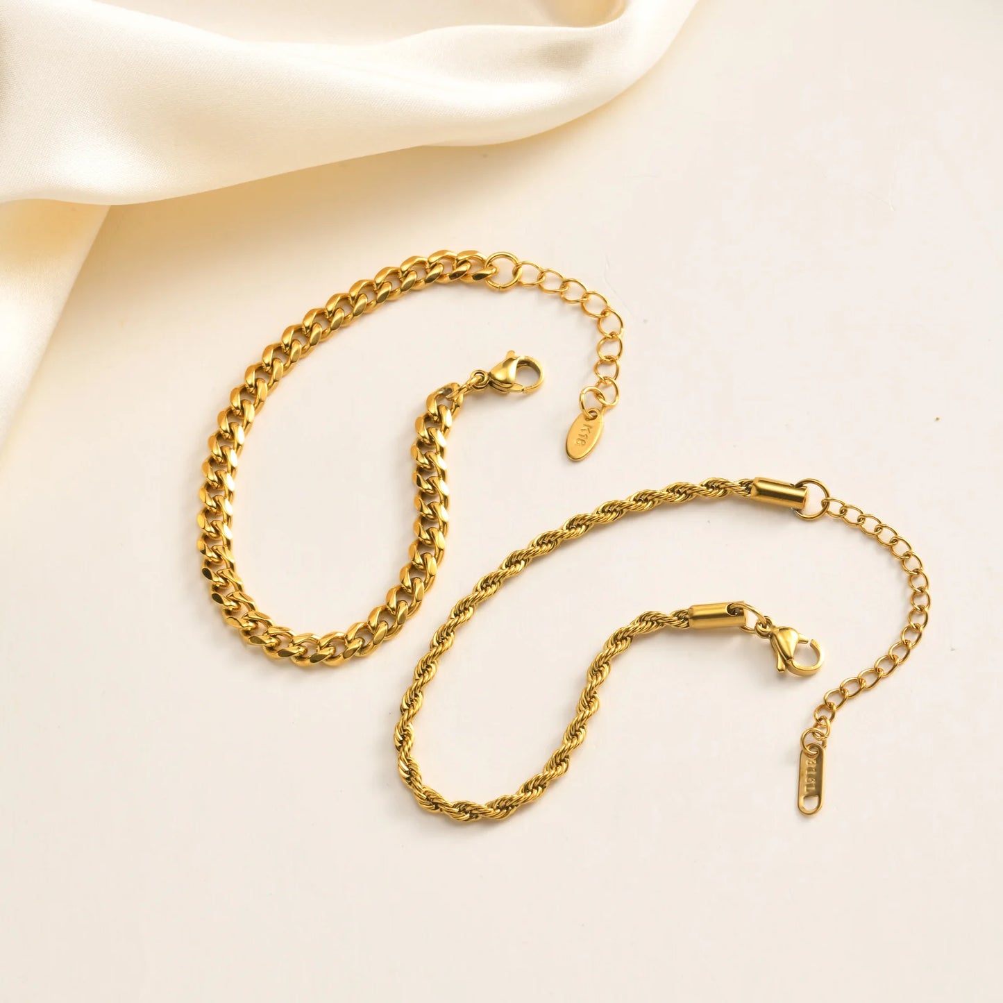 18K Gold Waterproof Bracelet Set – 2 Pieces