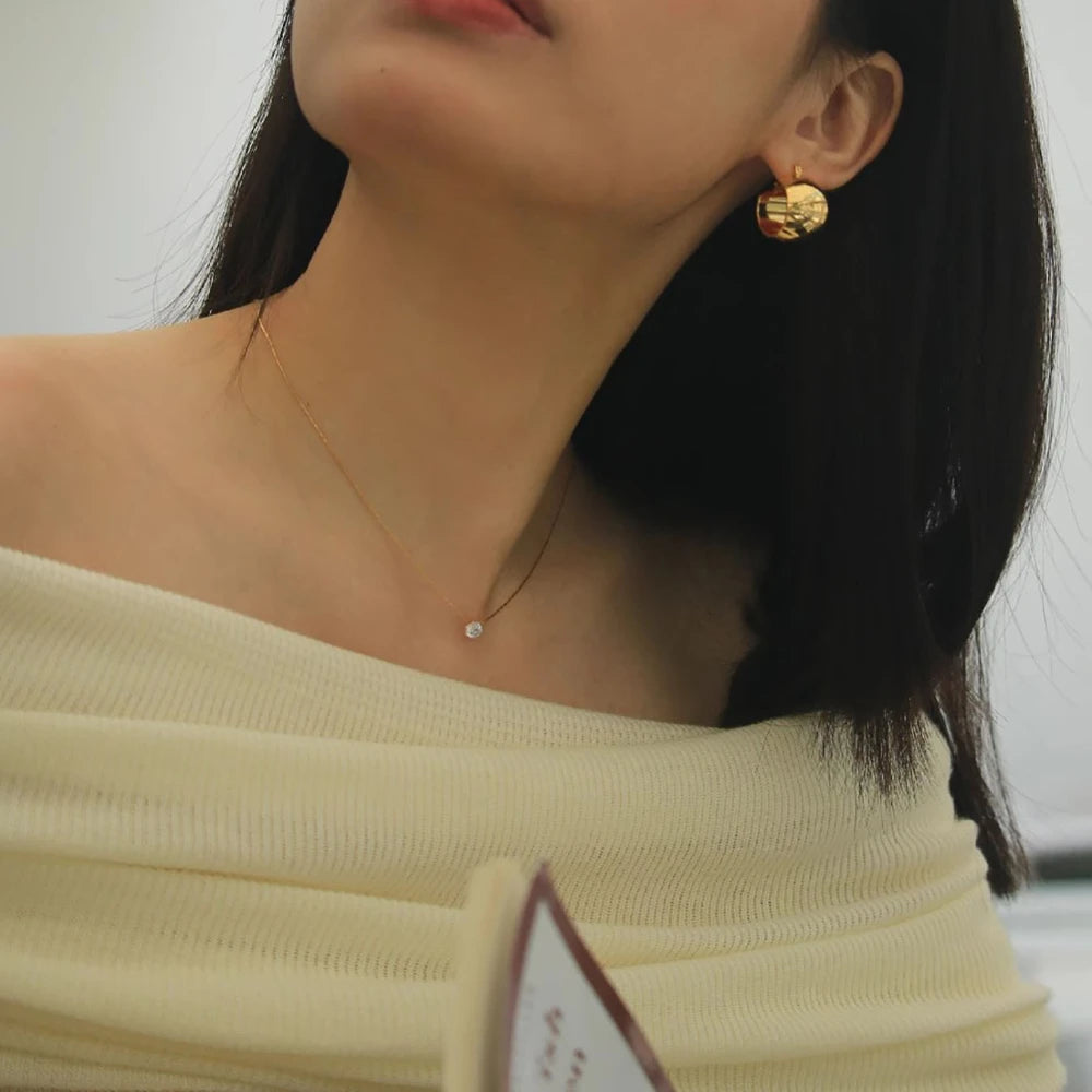 Dainty Gold Zircon Pendant Necklace