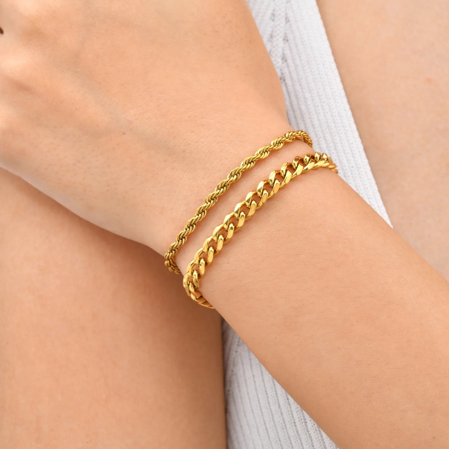 18K Gold Waterproof Bracelet Set – 2 Pieces