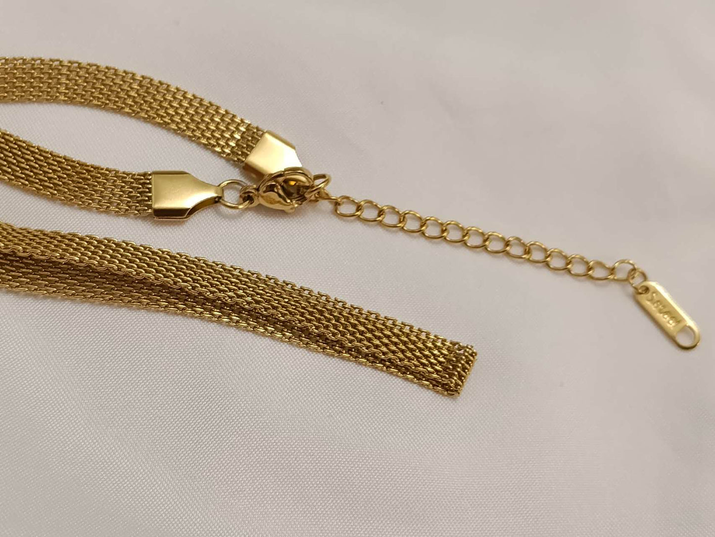 Wide Gold Necklace & Bracelet Set
