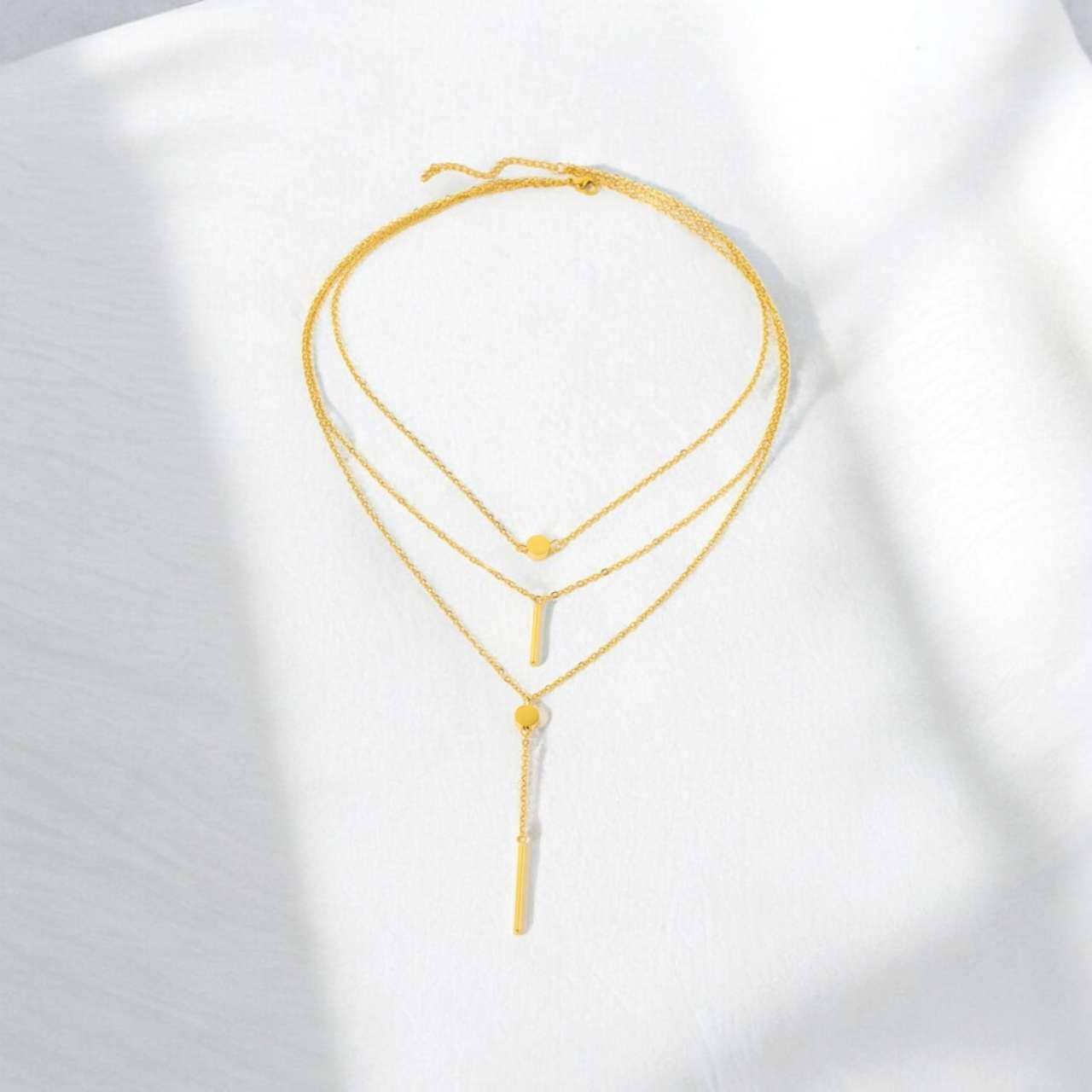 Triple-Layer Gold Disc Necklace